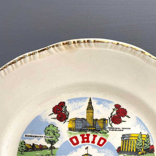 Ohio decorative state souvenir plate - 1950s vintage - NextStage Vintage