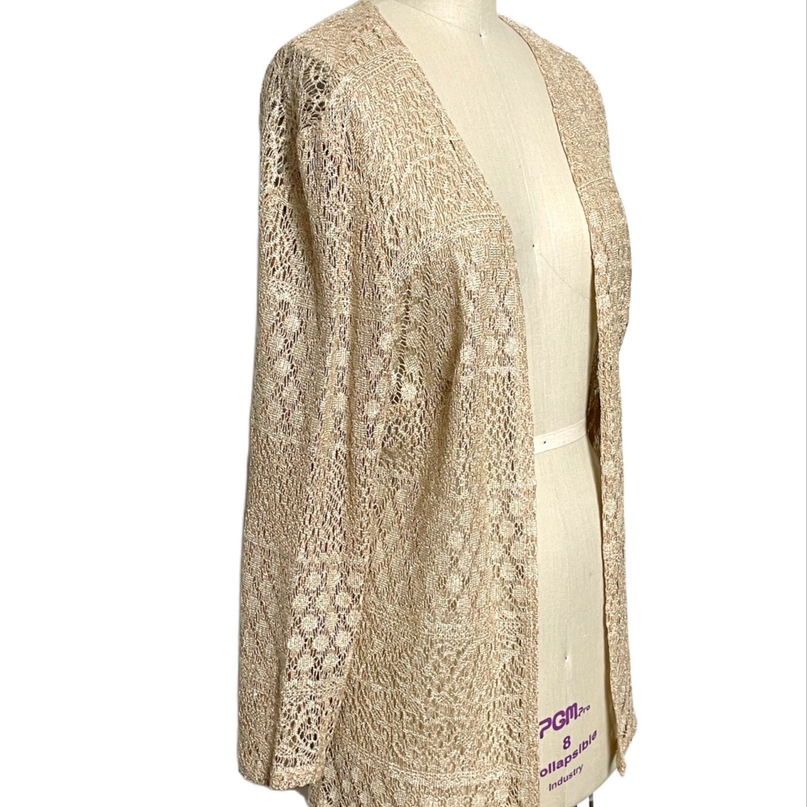 [Archive]90s Gold Lamé Grunge Cardigan Gold lace cardigan sweater - size 16 | NextStage Vintage