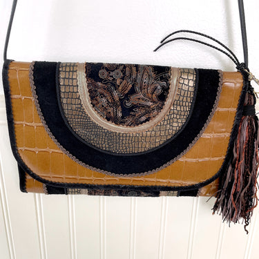 1990s vintage mixed material envelope style shoulder bag - NextStage Vintage