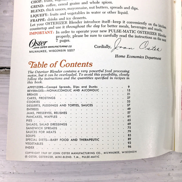 Spin Cookery - Osterizer Blender Cookbook - 1969 vintage cook booklet - NextStage Vintage