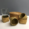 Coasters in a seagrass basket - set of 4 - 1970s vintage - NextStage Vintage
