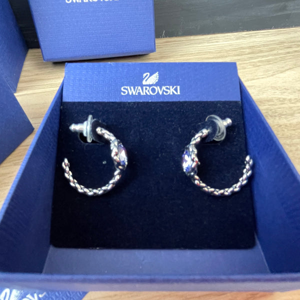 Swarovski Paprika bangle and matching earrings - lavender crystals - in original boxes - NextStage Vintage
