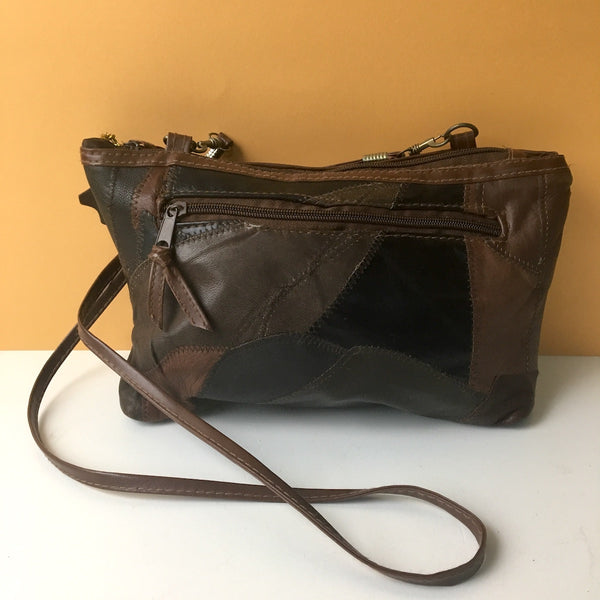 Leather patchwork shoulder bag or clutch - vintage 1970s - NextStage Vintage