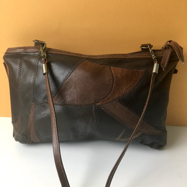 Leather patchwork shoulder bag or clutch - vintage 1970s - NextStage Vintage