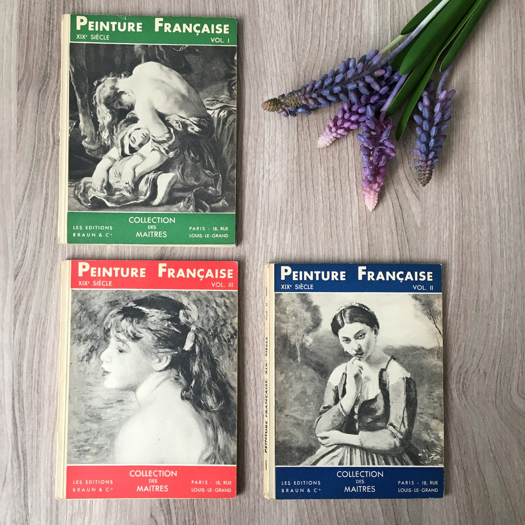 Peinture Francaise XIX siècle Vols. I, II, III - Les Editions Braun & Co. - 1930s French art paperback books - NextStage Vintage
