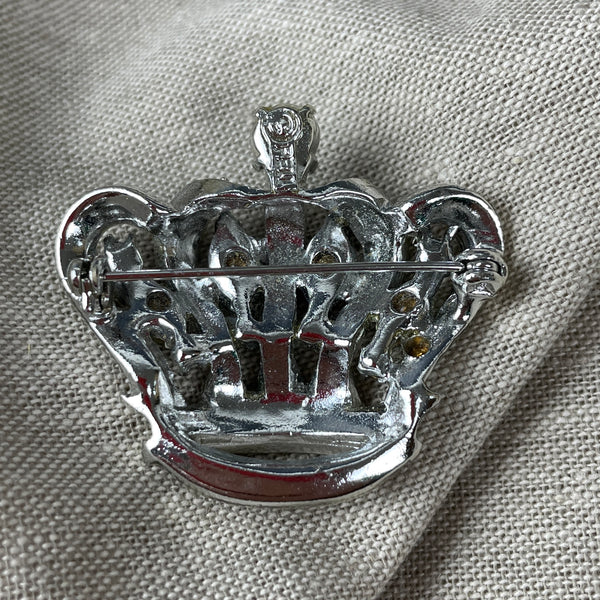 Pell crown brooch with pastel rhinestones - vintage pin - NextStage Vintage