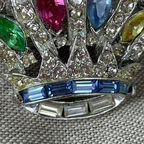 Pell crown brooch with pastel rhinestones - vintage pin - NextStage Vintage