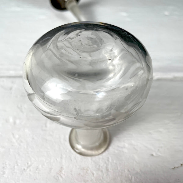 Sterling and ground glass perfume bottle with guilloche inset - antique scent bottle - NextStage Vintage