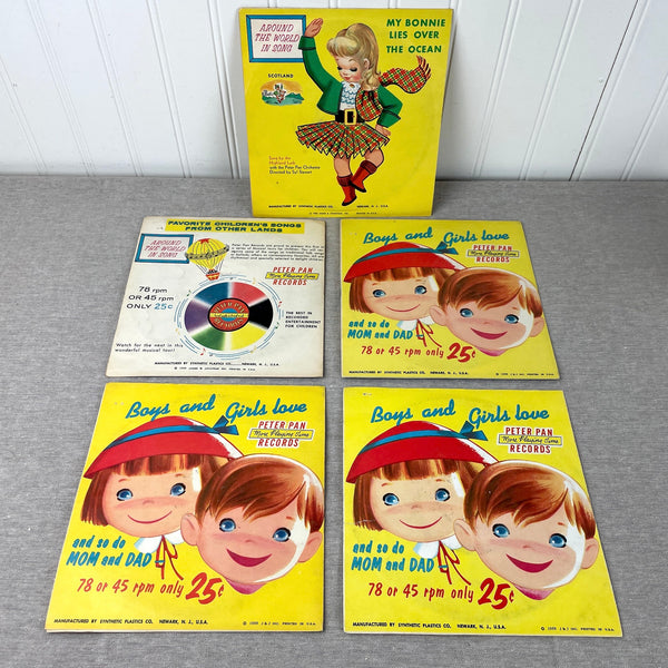Peter Pan Records for children - 5 45 rpm singles with sleeves - 1950s vintage - NextStage Vintage