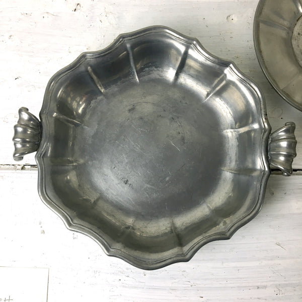 Italian pewter - vintage fluted milk pitcher, plate, bowl - AE with angel mark - NextStage Vintage
