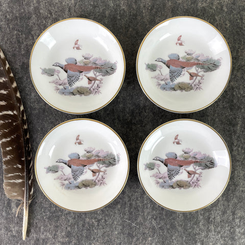 Royal Worcester pheasant butter pats - set of 4 - 1990s vintage - NextStage Vintage