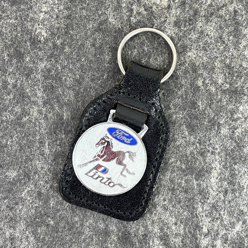 Ford Pinto leather and enamel key chain - 1970s vintage - NextStage Vintage