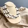 White, blue and gold plastic 3 strand necklace - 1980s costume jewelry - NextStage Vintage