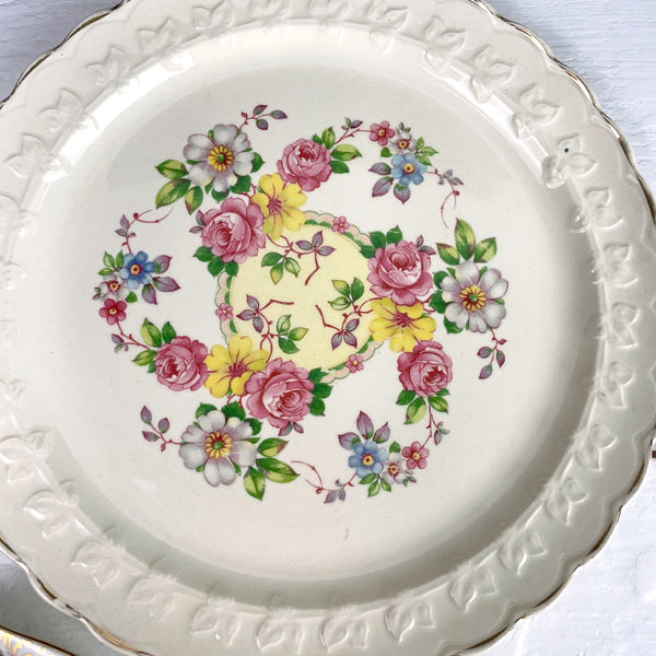 Decorative floral plates - set of 3 - vintage 1950s-1960s plate wall decor - NextStage Vintage