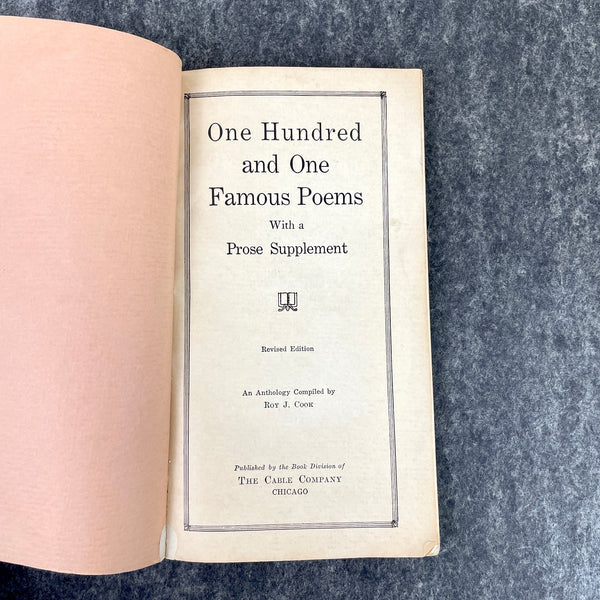 One Hundred and One Famous Poems with a Prose Supplement - 1929 poetry anthology - NextStage Vintage