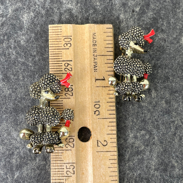 Black and gold poodle scatter pins - a pair - 1950s vintage - NextStage Vintage