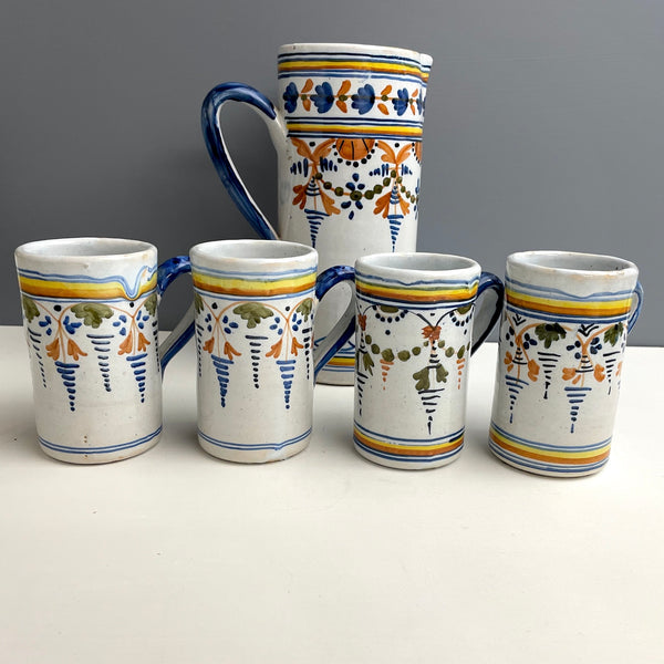 Talavera pitcher and mugs - vintage Spanish pottery - NextStage Vintage