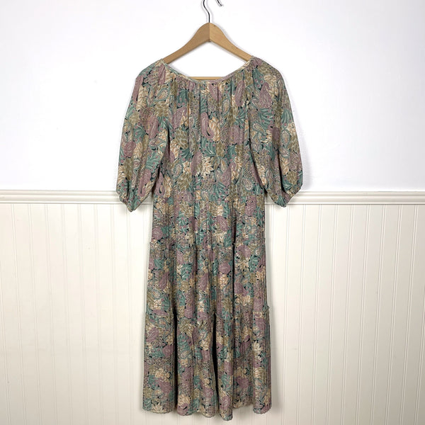 1970s floral peasant prairie dress with pleated skirt - size medium - NextStage Vintage