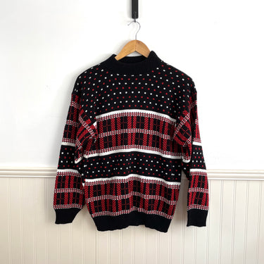 American Pride red white and black plaid intarsia sweater - size medium - NextStage Vintage