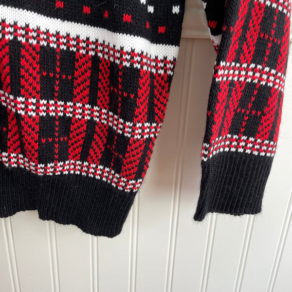American Pride red white and black plaid intarsia sweater - size medium - NextStage Vintage