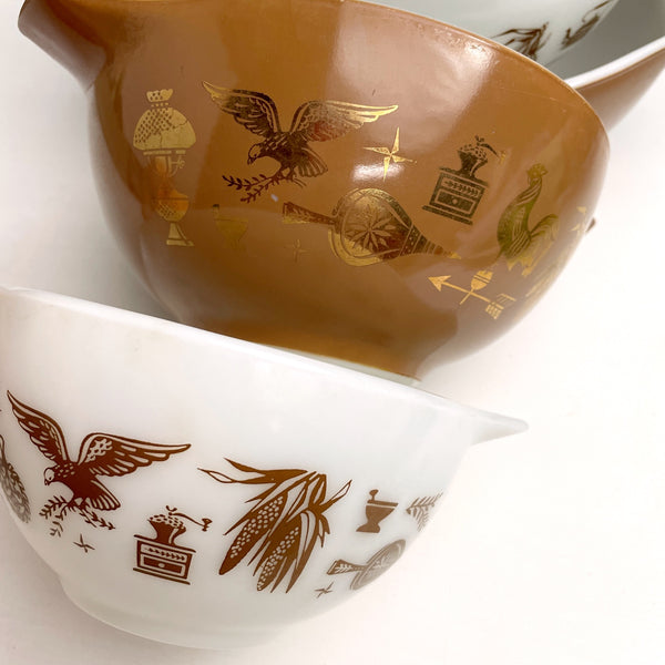 Pyrex Early American cinderella nesting bowl set - 1960s vintage - NextStage Vintage