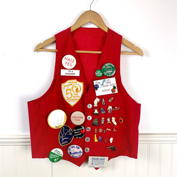 1970s vintage Michigan Jaycees vests, buttons and patches - collector's lot - NextStage Vintage