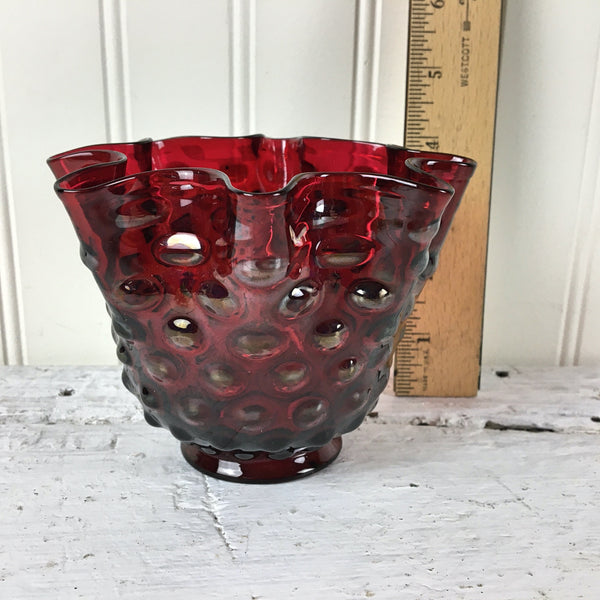 Victorian ruby red glass hobnail lamp shade - NextStage Vintage