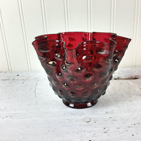 Victorian ruby red glass hobnail lamp shade - NextStage Vintage
