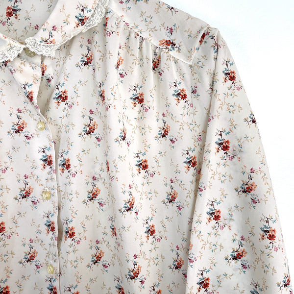 1980s lace trimmed floral blouse by Rejoice - size 2X - NextStage Vintage