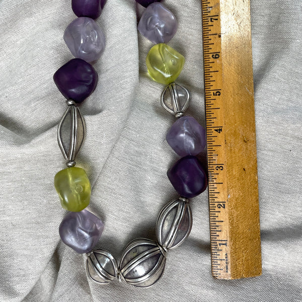 Resin and sterling chunky 24" necklace - 1980s vintage - NextStage Vintage