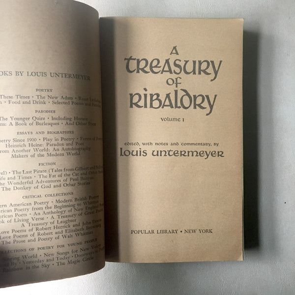 A Treasury of Ribaldry Vol. 1 - Edited by Louis Untermeyer - 1956 softcover - NextStage Vintage
