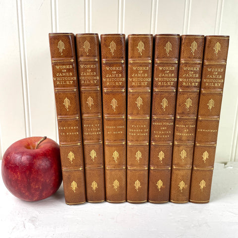 The Works of James Whitcomb Riley - 7 volumes - 1913 half leather bound - NextStage Vintage