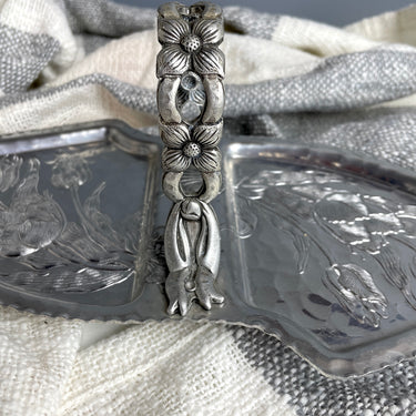 Rodney Kent hammered aluminum server with tulip pattern #462 - 1950s vintage - NextStage Vintage