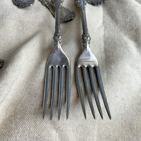 10 monogrammed M dinner forks - 1847 Rogers Bros A1 antique forks - NextStage Vintage