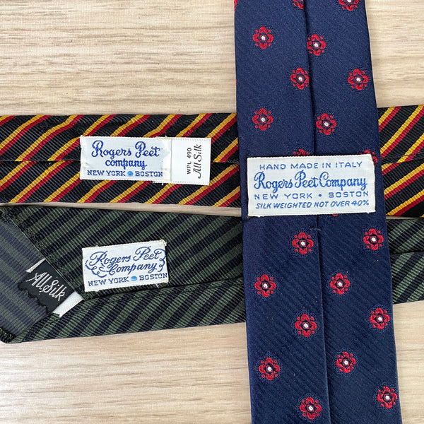 Rogers Peet Company silk neckties - 3 vintage narrow ties - NextStage Vintage