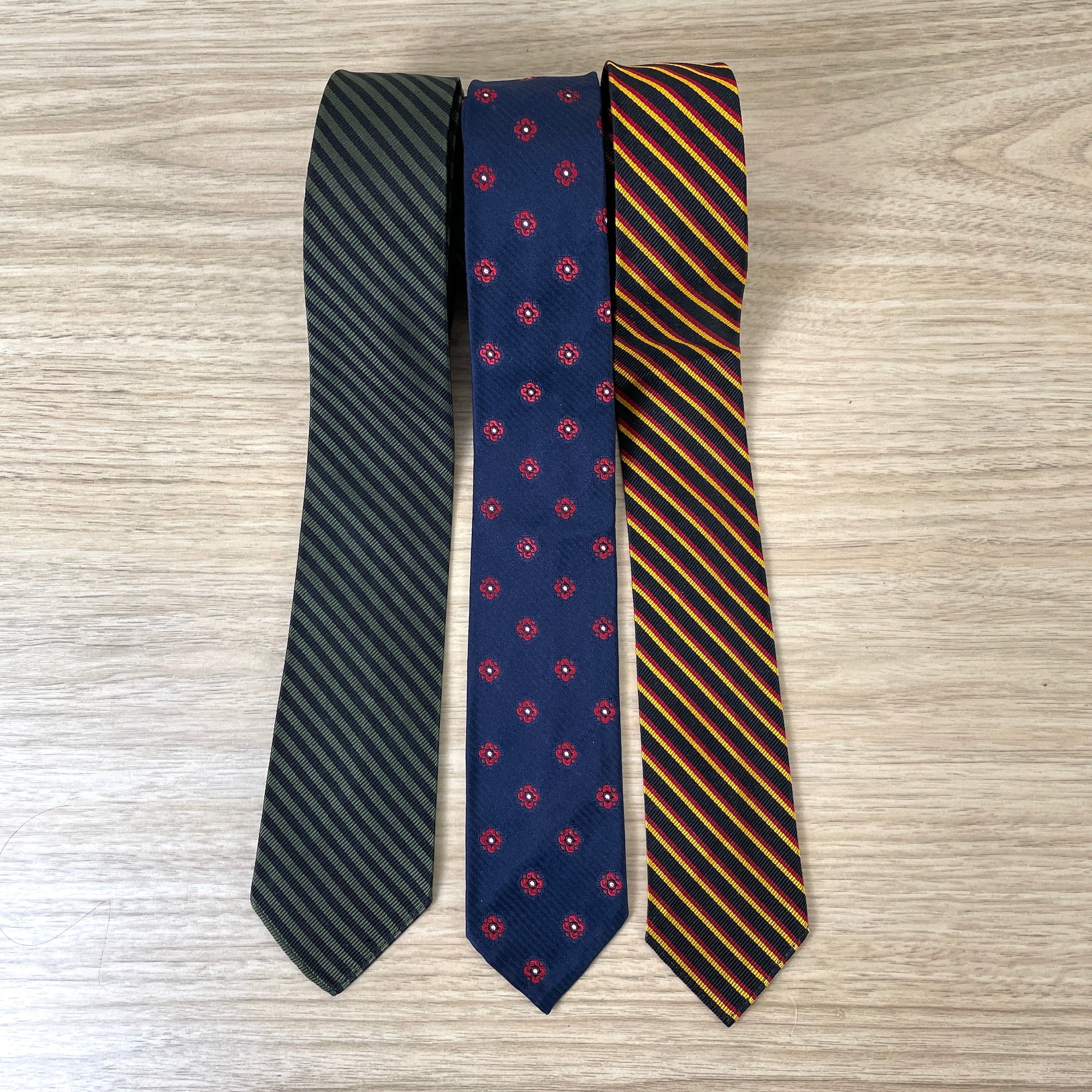 Rogers Peet Company silk neckties - 3 vintage narrow ties