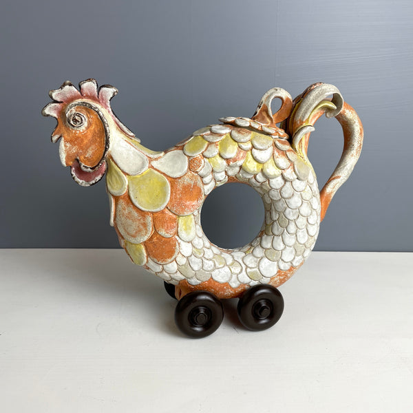 Rolling Chicken by Shelley Weinstein - handmade art pottery - NextStage Vintage