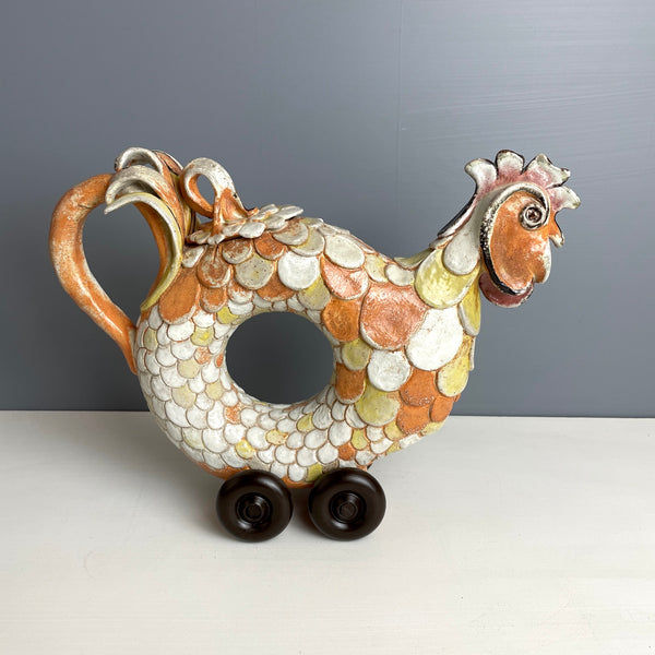 Rolling Chicken by Shelley Weinstein - handmade art pottery - NextStage Vintage
