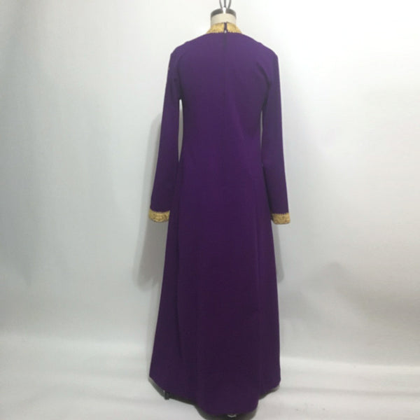 Plum purple and gold soutache hostess gown - 1960s vintage loungewear - NextStage Vintage