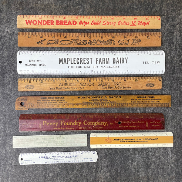 Advertising rulers - lot of 10 vintage measures - NextStage Vintage