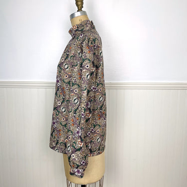1980s lily floral ruffled collar blouse - size medium - large - NextStage Vintage