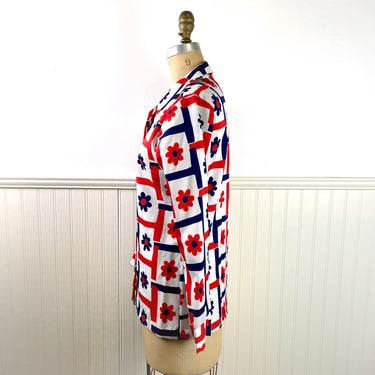1970s red, white and blue flower power blouse by Shapely - size medium - NextStage Vintage
