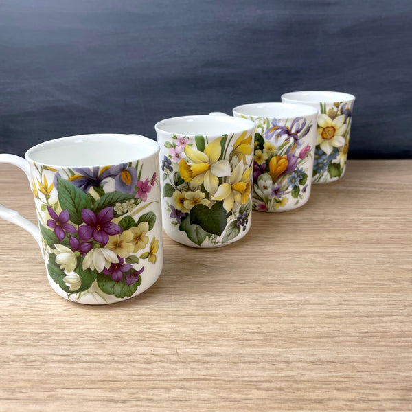 Sadler Dutchess teapot and 4 spring flower mugs - 1990s vintage - NextStage Vintage