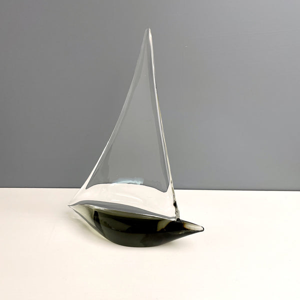 Art glass sailboat - signed - vintage nautical decor - NextStage Vintage
