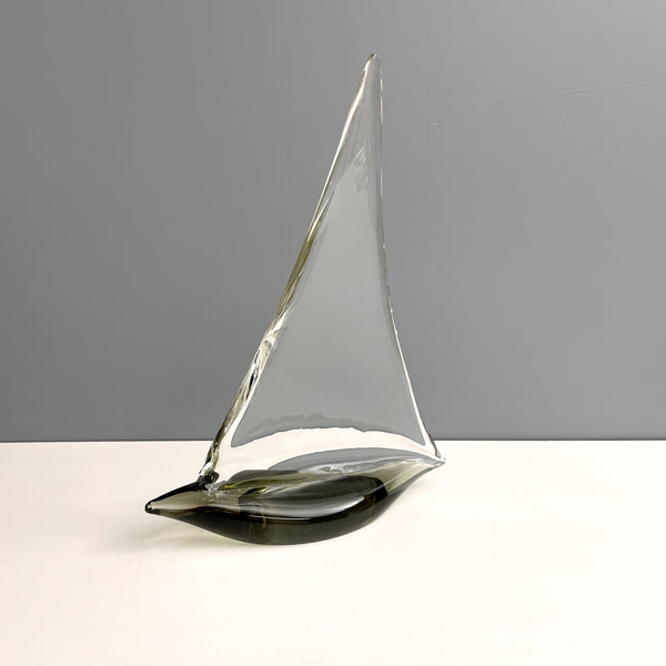 Art glass sailboat - signed - vintage nautical decor - NextStage Vintage