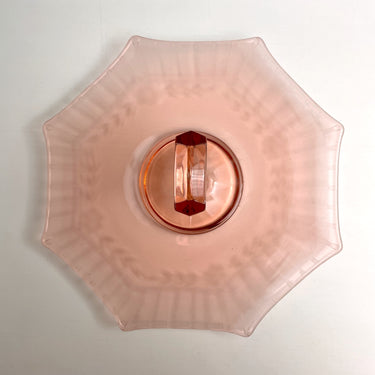 Octagonal pink depression glass sandwich tray - vintage serving - NextStage Vintage