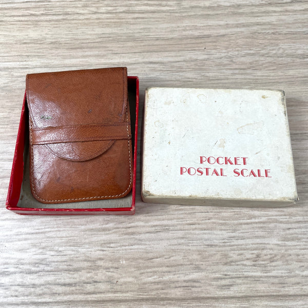 Pocket postal scale with leather pouch in original box - vintage scale - NextStage Vintage