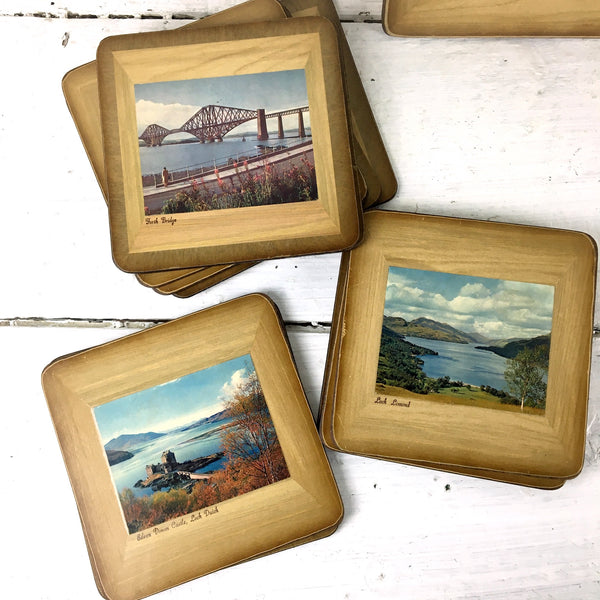 Scotland table mats - 16 cork-backed laminated mats with vintage scenes of Scotland - NextStage Vintage
