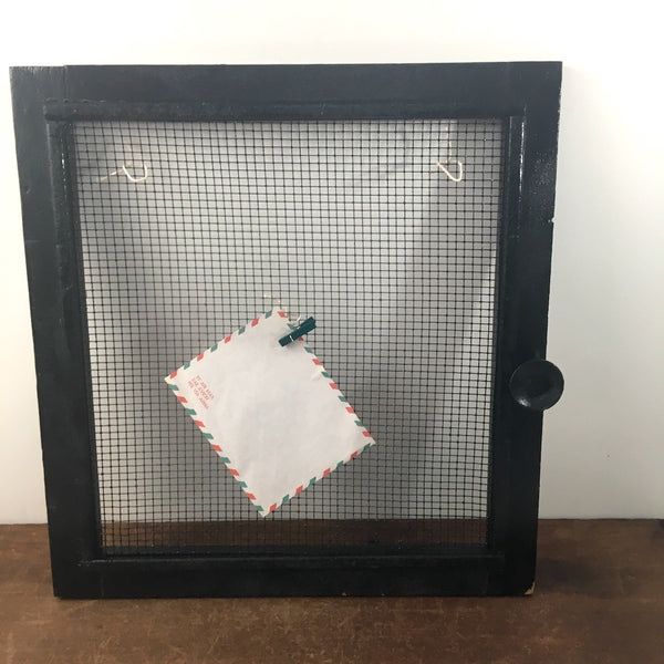 Black framed hardware cloth window screens - for home storage and decor - 1960s - NextStage Vintage
