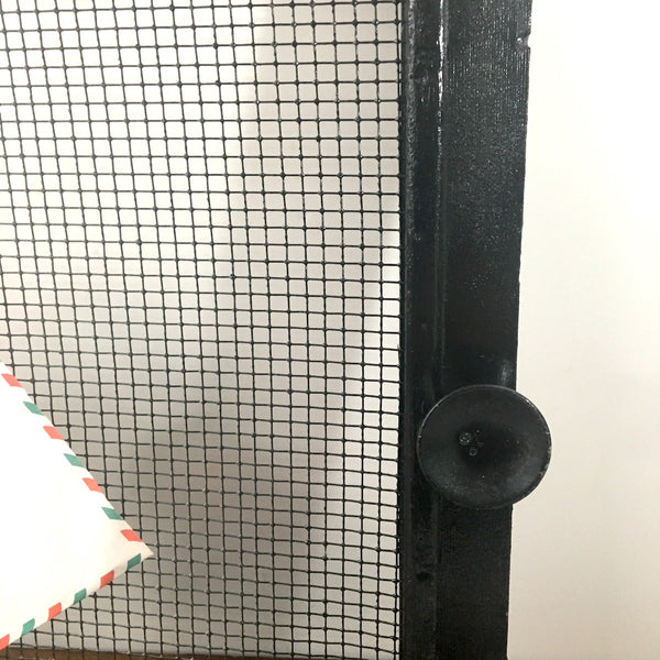 Black framed hardware cloth window screens - for home storage and decor - 1960s - NextStage Vintage